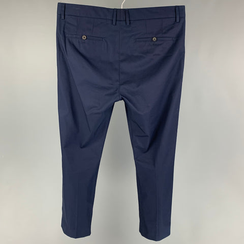 LANVIN Size 32 Navy Cotton Drawstring Casual Pants