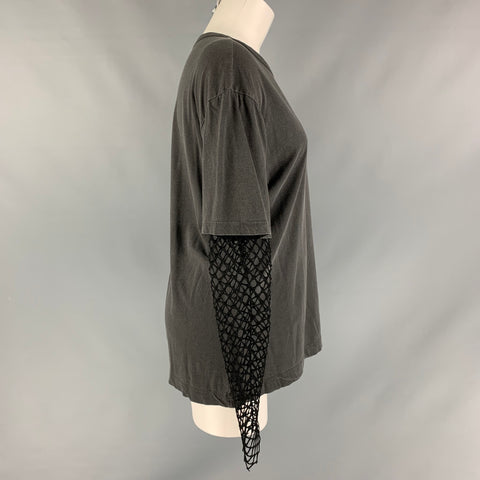 DRIES VAN NOTAN Talla S Jersey de algodón y poliéster negro de malla carbón