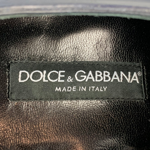 DOLCE & GABBANA Size 10 Blue Perforated Leather Lace Up Shoes