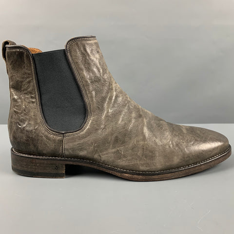 JOHN VARVATOS Size 10.5 Grey Distressed Leather Boots