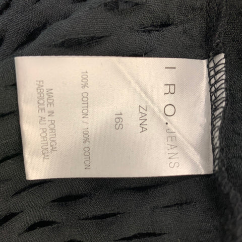 IRO Size XS Black Mesh Cotton Crew-Neck T-shirt