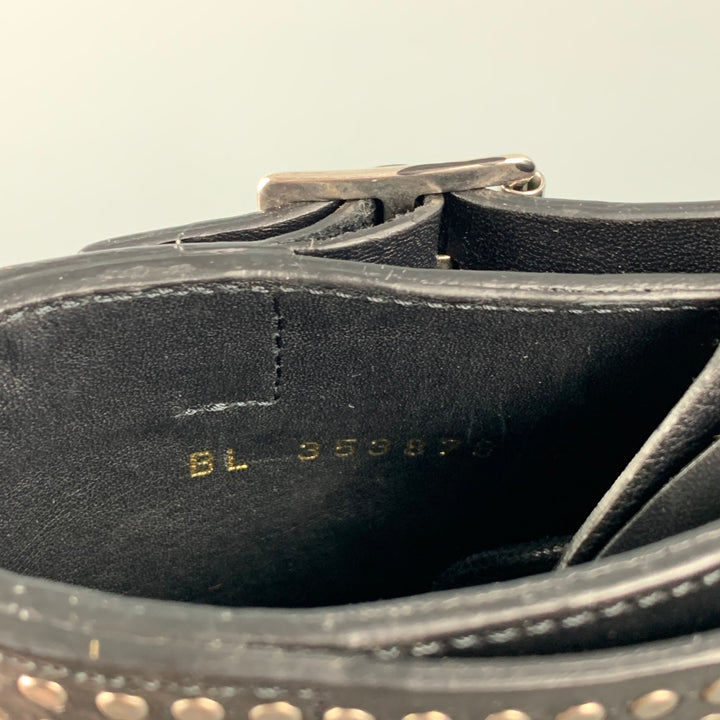 SAINT LAURENT Size 10 Black Leather Studded Ranger Boots