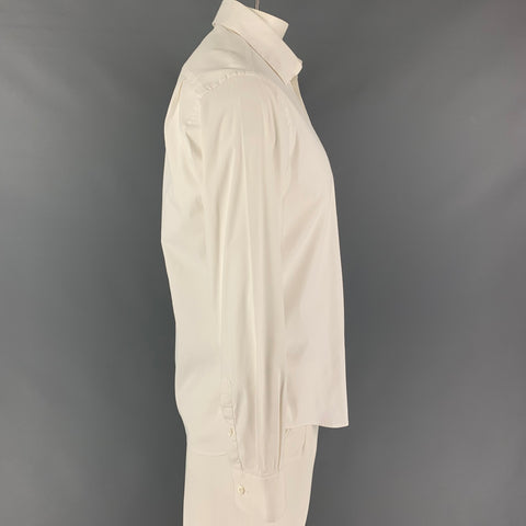 PRADA Size M White Cotton Pointed Collar Long Sleeve Shirt