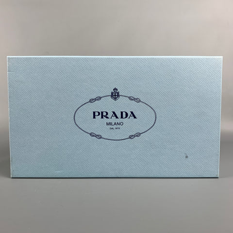 PRADA Size 7.5 Black & Silver Patent Leather Vernice Pumps