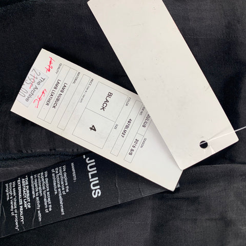 JULIUS_7 SS 2015 Prism Size L Black Lamb Skin Leather Zip Up Jacket