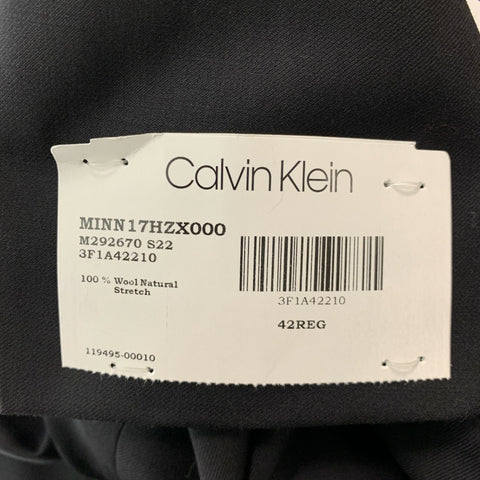 CALVIN KLEIN Talla 42 Abrigo deportivo de esmoquin de lana lisa negro
