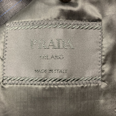 PRADA 42 Long Charcoal Stripe Wool 36 x 34 Suit