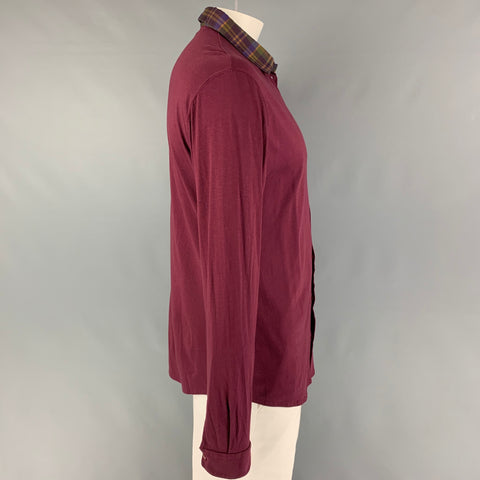 ETRO Size XL Burgundy Cotton Button Up Long Sleeve Shirt