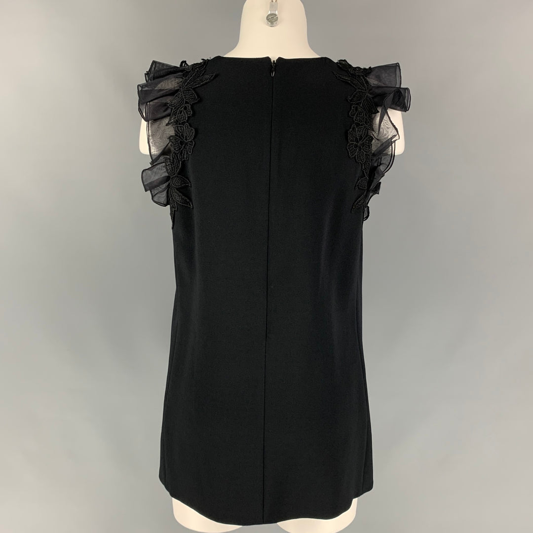 GIAMBATTISTA VALLI Size M Black Crepe Lace Trim Dress Top
