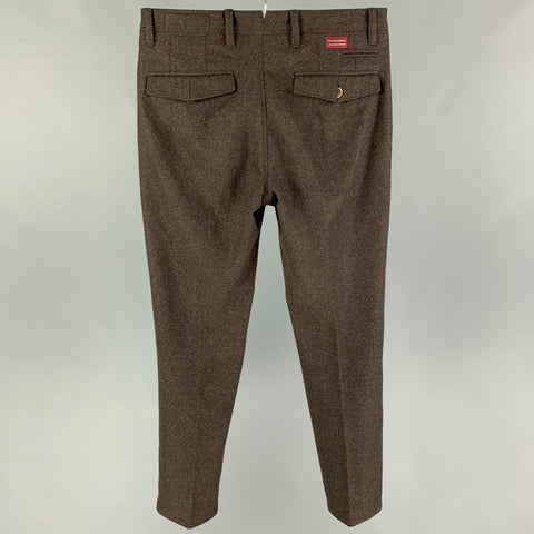 TWISTED Taille 28 Pantalon habillé en laine marron à braguette boutonnée
