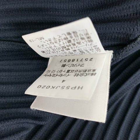 ISSEY MIYAKE HOMME PLISSE Size XL Navy Pleated Polyester Crew-Neck Short Sleeve Shirt