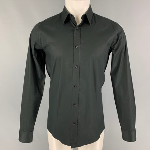 HUGO BOSS Size S Black Cotton Button Up Long Sleeve Shirt