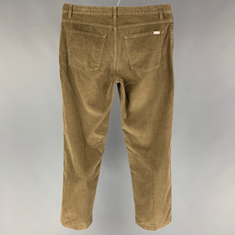 LORO PIANA Size 34 Olive Corduroy Cotton Cashmere Zip Fly Casual Pants