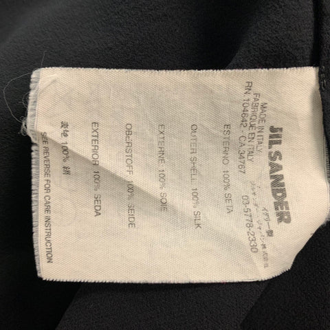 JIL SANDER Talla 8 Blusa de manga larga lisa de seda negra