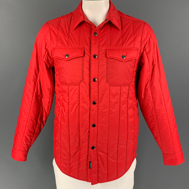 TODD SNYDER Size M Red Quilted Nylon Shirt Jacket Long Sleeve Shirt