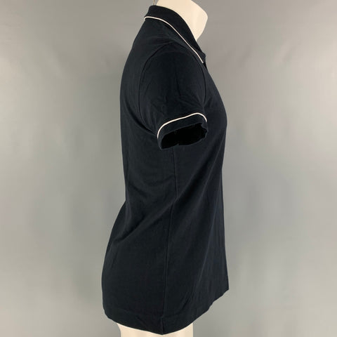 D&G by DOLCE & GABBANA Size M Navy White Solid Cotton Buttoned Polo