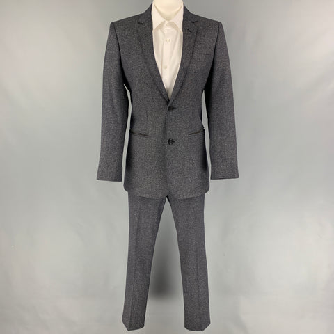 EMPORIO ARMANI Size 34 Navy Beige Heather Wool Silk Notch Lapel Suit