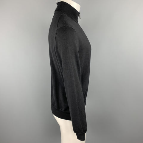 ERMENEGILDO ZEGNA Size M Black Wool / Cashmere Zip Up Cardigan