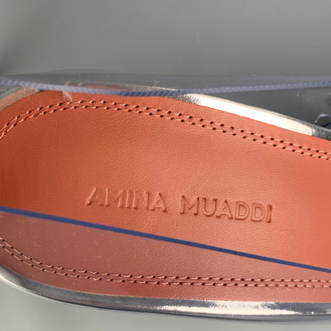 AMINA MUADDI FW 21 Size 8 Clear Silver Acetate Ane Glass Pump