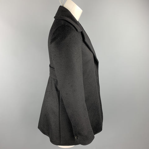 MAX MARA Size 4 Black Peak Lapel Hidden Buttons Coat