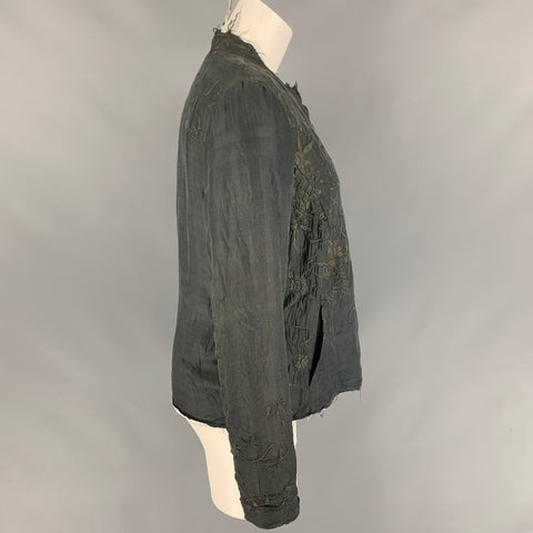 BY WALID Size M Dark Gray Silk Embroidered Jacket