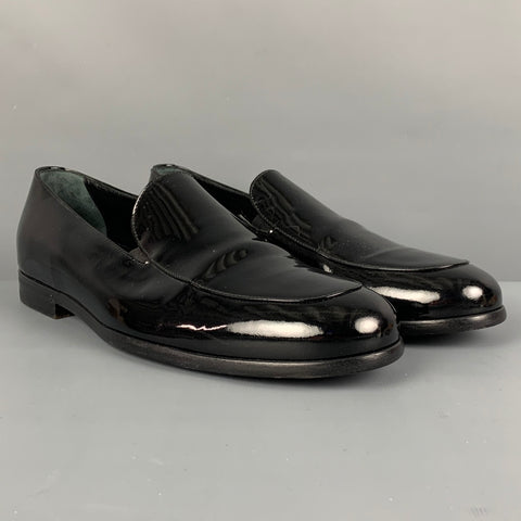 GIORGIO ARMANI Size 8.5 Black Leather Slip On Loafers