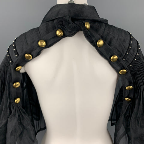 COMME des GARCONS TAO Size M Black Pleated Polyester Cape