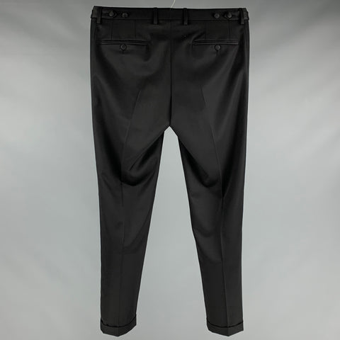 DOLCE &amp; GABBANA Taille 34 Pantalon de smoking en laine et soie uni noir