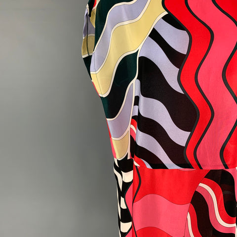 M by MISSONI Size 6 Red Multi-Color Silk Abstract Sleeveless Dress