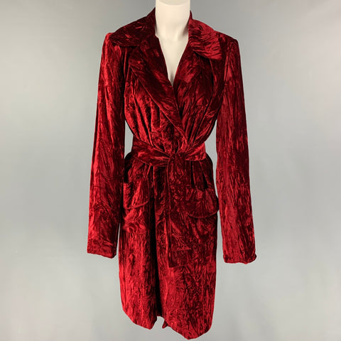 CHACOK Taille S Manteau ceinturé en acétate de viscose bordeaux