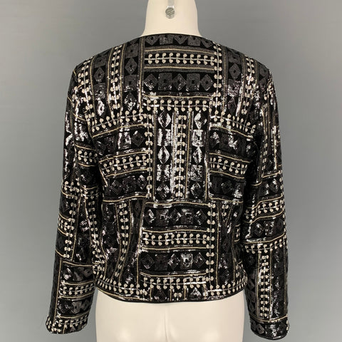BOB MACKIE Taille 10 Veste brodée en polyester noir argent