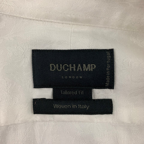 DUCHAMP Size M White Jacquard Cotton French Cuff Long Sleeve Shirt