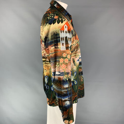 DRIES VAN NOTEN Size XL Multi-Color Print Cotton Button Up Long Sleeve Shirt