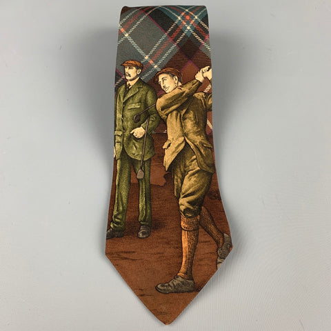 POLO by RALPH LAUREN Brown & Navy Plaid Silk Tie