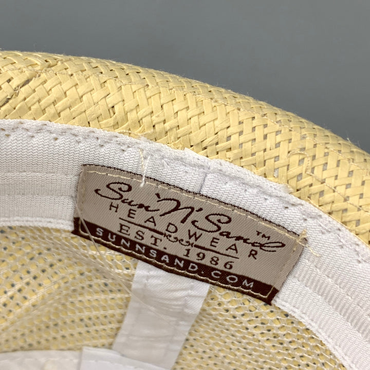 SUN 'N' SAND Natural & Black Woven Raffia Fedora Hat