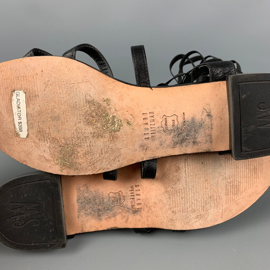 STUART WEITZMAN Size 9 Black Leather Gladiator Sandals