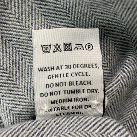PORTUGUESE FLANNEL Size M Light Blue Herringbone Long Sleeve Shirt