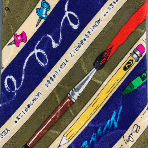 NICOLE MILLER Multi-Color Abstract Silk Tie
