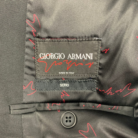 GIORGIO ARMANI Size 38 Black Textured Polyester Blend Sport Coat