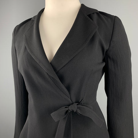 GIORGIO ARMANI Taille 10 Veste en mélange de triacétate côtelé noir
