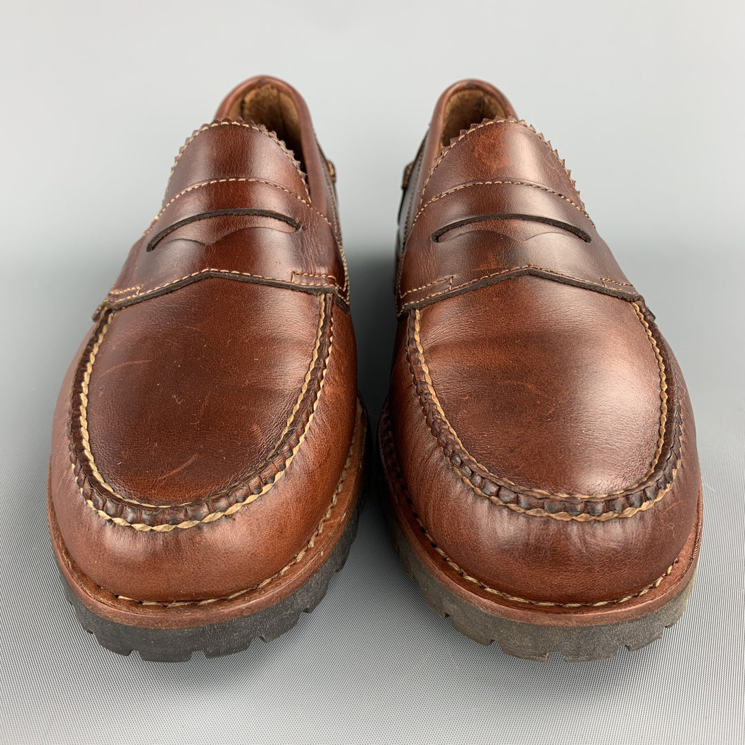 G.H. BASS&CO. Size 10 Brown Stitched Leather Loafers