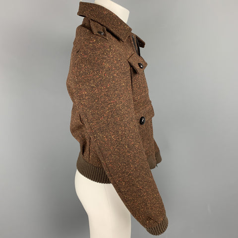 BURBERRY PRORSUM Fall 2011 Size 36 Brown Tweed Wool Zip Up Jacket