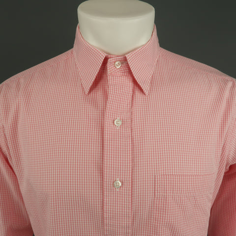 THOM BROWNE Size XL Pink Plaid Cotton Button Up Long Sleeve Shirt
