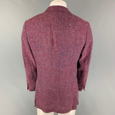 ROBERT GRAHAM Taille 42 Manteau de sport en mélange de lin tissé bleu framboise