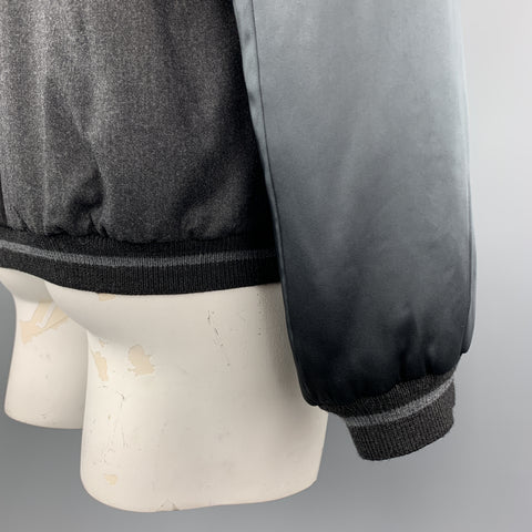 LANVIN Size 46 Charcoal Wool / Cashmere Contrast Sleeves Zip Up Jacket
