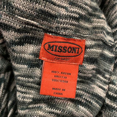 MISSONI Grey Marbled Knitted Rayon Scarf