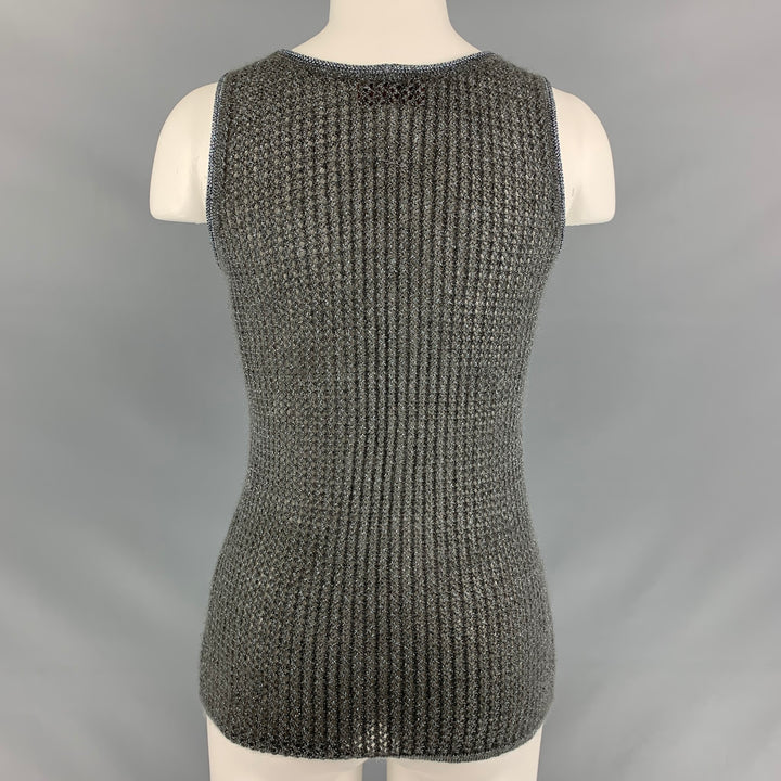 MISSONI Size 2 Grey Silver Mohair Blend Knitted Casual Top