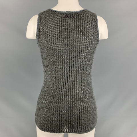 MISSONI Size 2 Grey Silver Mohair Blend Knitted Casual Top