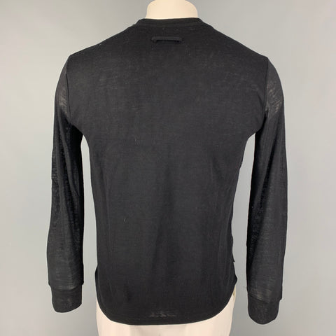 JEAN PAUL GAULTIER Size XL Black Grey Mixed Materials Virgin Wool Blend Pullover