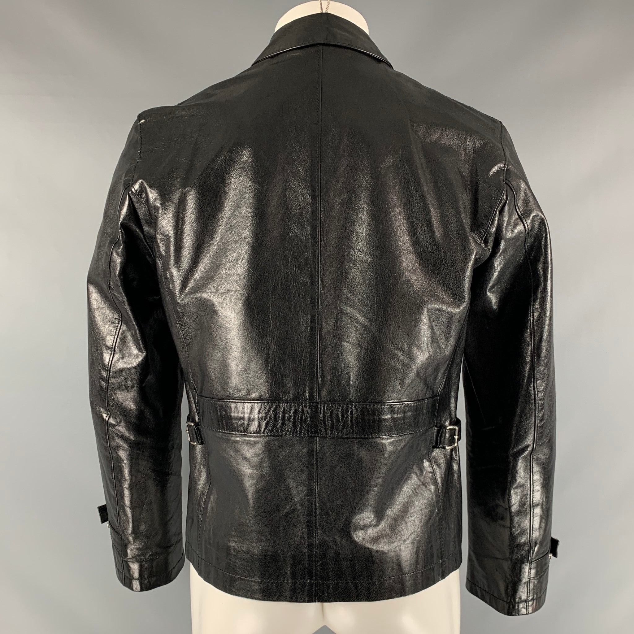 MIU MIU Size 40 Black Solid Leather Zip Up Jacket – Sui Generis